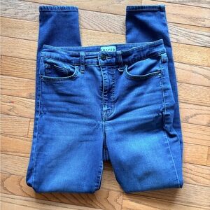 FRAYED Blue Ultra High Rise Skinny Ankle Jeans